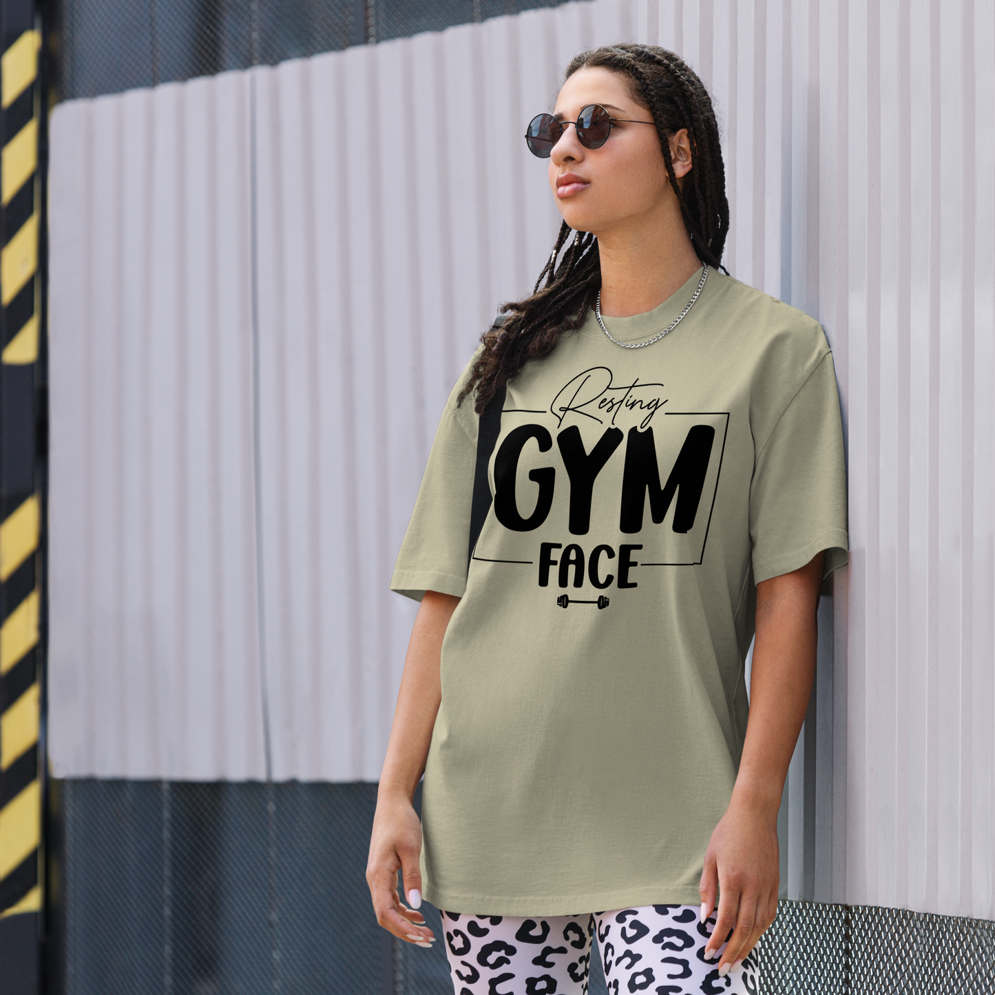 Resting Gym Face Oversized Pump Cover Tee