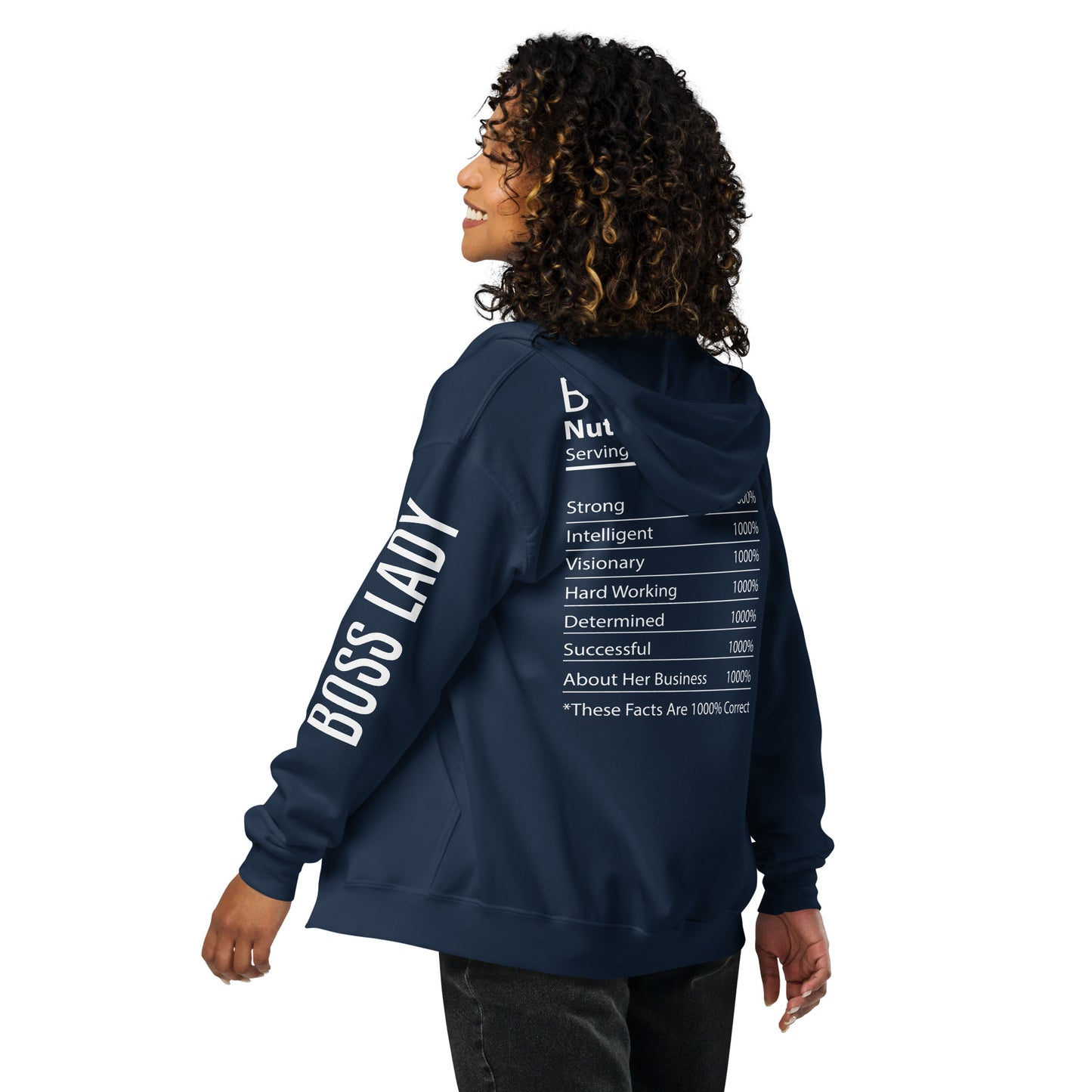 Boss Lady Nutritional Facts Zip Hoodie
