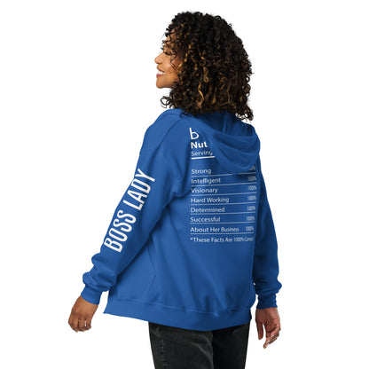 Boss Lady Nutritional Facts Zip Hoodie