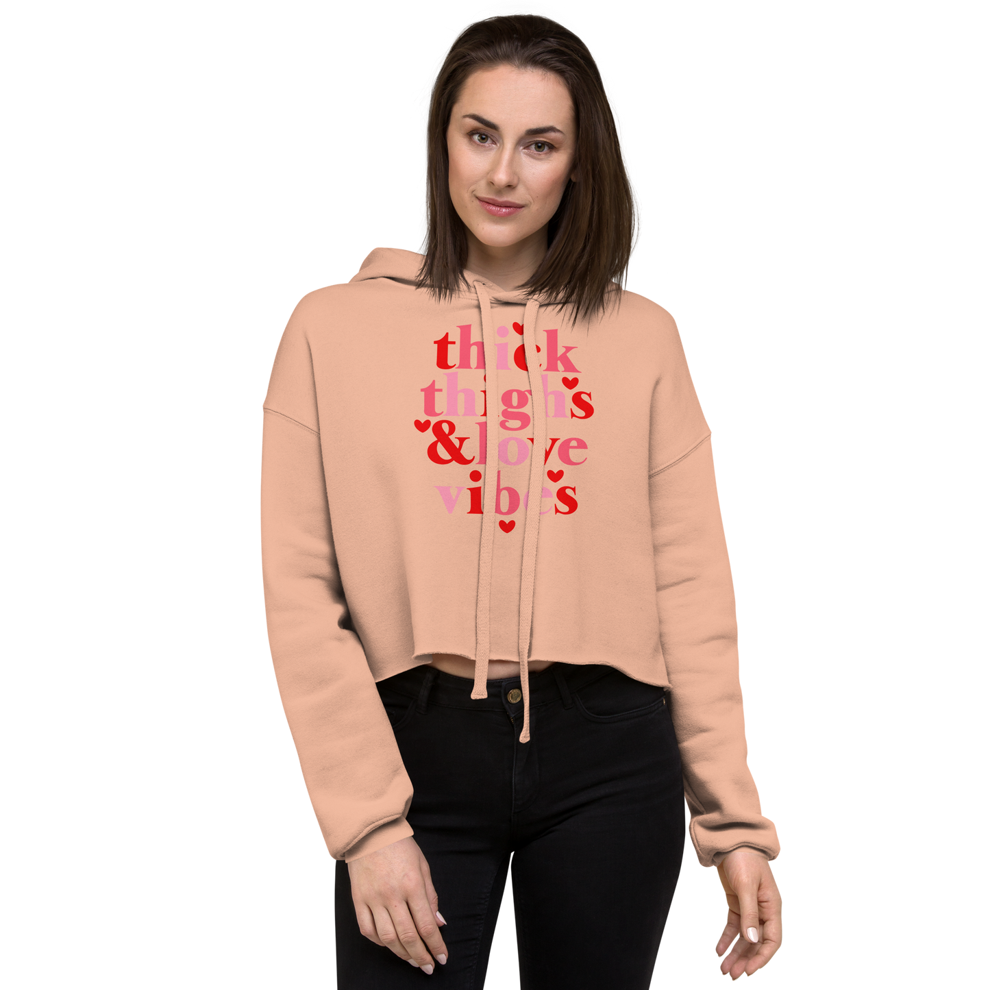 Thick Thighs & Love Vibes Crop Hoodie